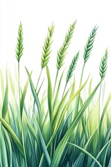 A vibrant illustration of green wheat stalks swaying gently in the breeze, symbolizing nature's beauty and growth.