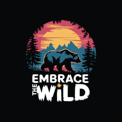 Outdoor Adventure T Shirt Design apparel for fishing hunting poster colorfull print background