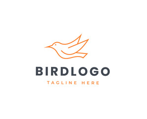 Bird fly minimal logo design with line art style animal icon symbol vector illustrations