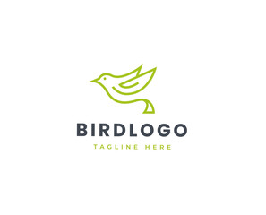 Bird fly minimal logo design with line art style animal icon symbol vector illustrations
