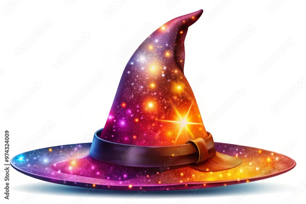 Wall mural • pointed witch hat graphic with magical style and contrasting colors