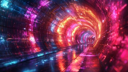 Vibrant Virtual Tunnel: Dynamic Integration of Layers in High Detail 8k Abstract Background.
