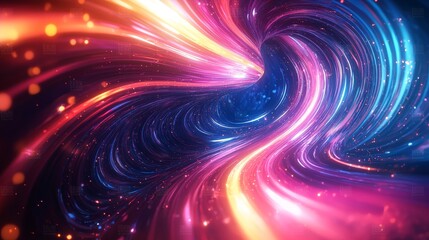 Fototapeta premium Techno Fusion Tunnel - Abstract Virtual Progression with Vibrant Hues and Dynamic Integration.