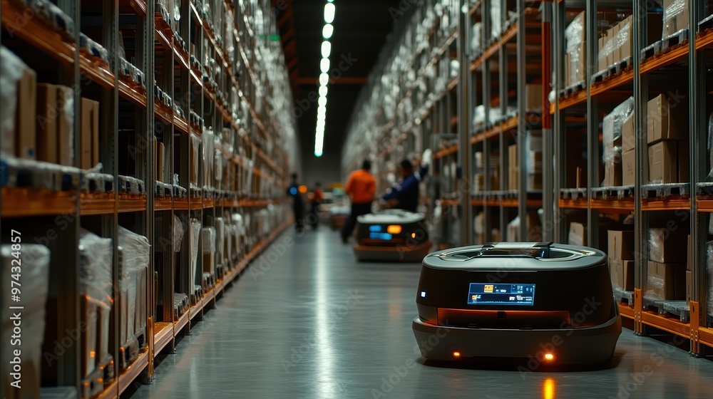Poster automated warehouse: robotics, efficiency, and logistics in action