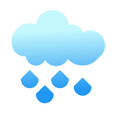 rainy blue cloud icon vector simple design illustration, weather symbol 