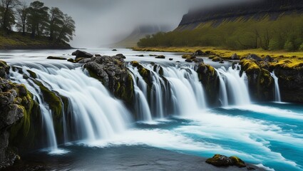 A serene and majestic waterfall in Iceland, photographed in its natural glory, generative ai