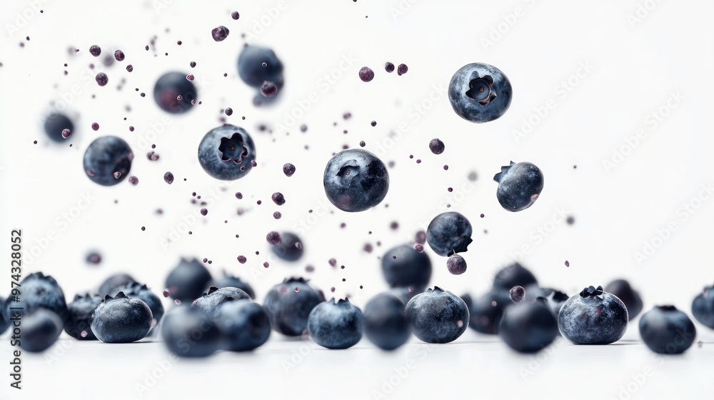 Poster floating blueberries