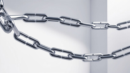 Obraz premium Virtual Chains Linking Together in a Continuous Loop, Representing the Infinity of Blockchain Technology