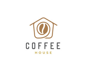 Home logo featuring a coffee symbol with clean and simple lines style design vector illustration