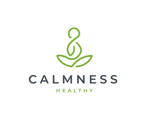 Meditation wellness yoga logo with clean and elegant lines style design