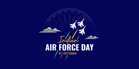 Indian Air Force Day, Air Force Day creative banner poster logo background web social media design vector illustration isolated.