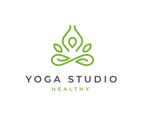 Meditation wellness yoga logo with clean and elegant lines style design