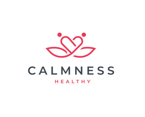 Yoga studio wellness logo with clean and elegant lines style design vector illustration