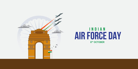 Indian Air Force Day, Air Force Day creative banner poster logo background web social media design vector illustration isolated.