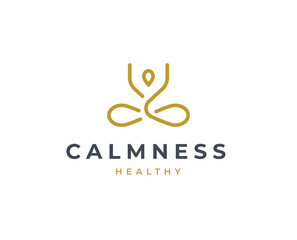 Meditation wellness yoga logo with clean and elegant lines style design