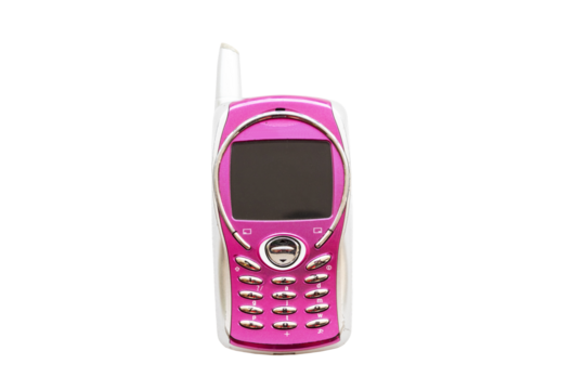 pink older mobile phone press the button old generation 