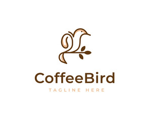 Bird logo with coffee symbol icon design vector illustration