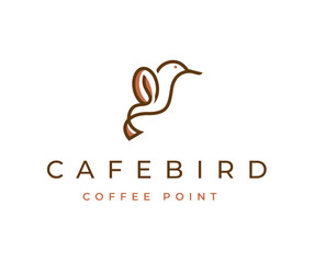 Obraz premium Bird logo with coffee symbol icon design vector illustration