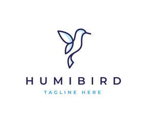 Minimalist hummingbird logo design with modern color and elegant lines style design vector illustration