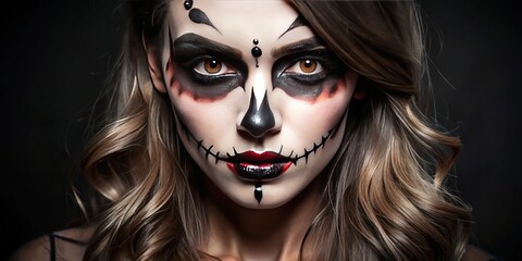 Obraz premium halloween makeup with a dark and edgy style
