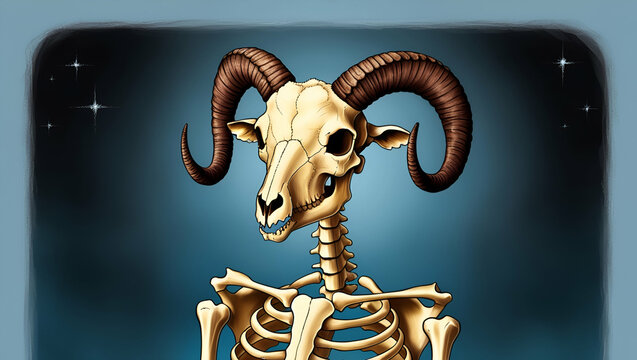 Title: A Surreal and Eerie Illustration of a Skeleton

