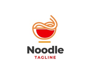 Noodle restaurant food logo bowl icon design