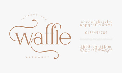 Waffle typography beauty fashion elegant minimalist serif italic fonts decorative wedding vintage retro logos. Minimal luxury font alphabet logo. Vector illustration