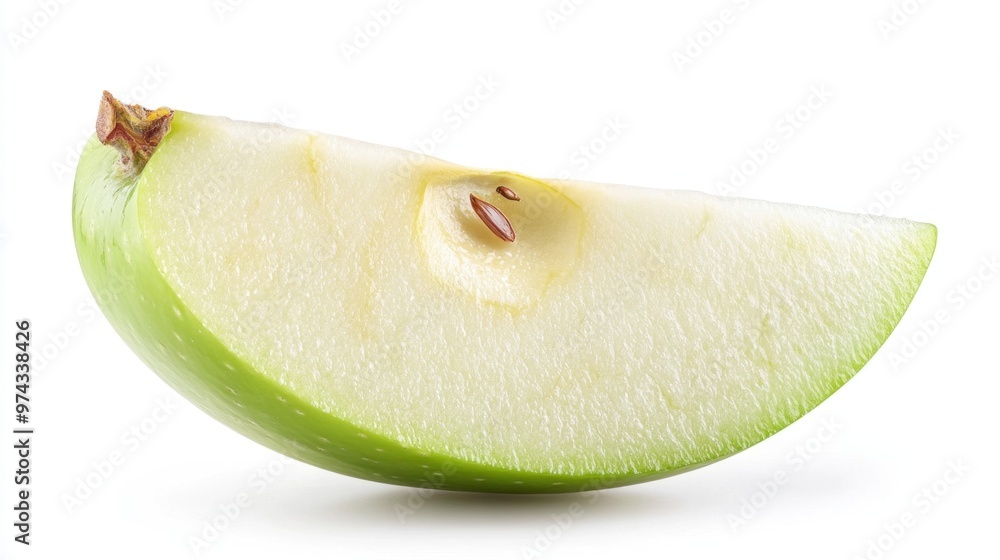 Wall mural green apple slice on white background