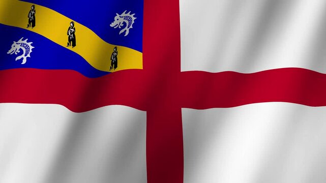 Herm Flag footage video waving in wind, Flag of Herm waving animation