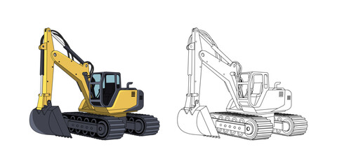 Excavator Vehicle Cartoon Design Illustration vector eps format suitable for your design needs logo illustration animation etc