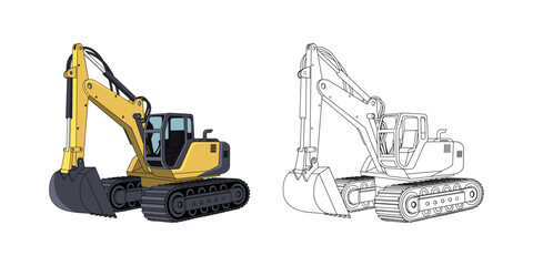 Excavator Vehicle Cartoon Design Illustration vector eps format suitable for your design needs logo illustration animation etc