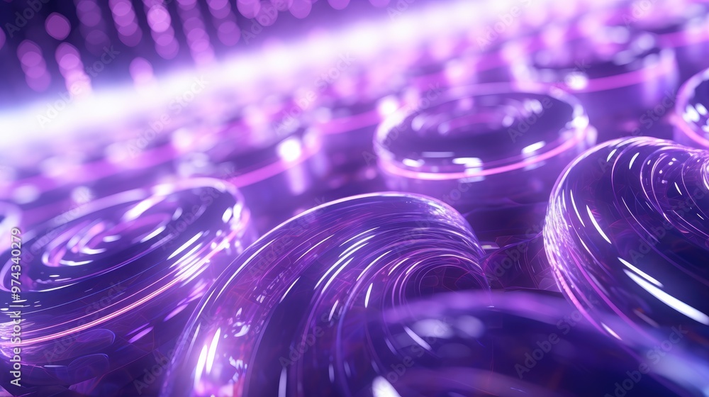 Poster abstract purple and white background with glowing lines and circles. this image is perfect for use a