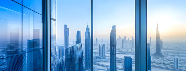 Fototapeta premium Overlooking the city's high-rise buildings business background