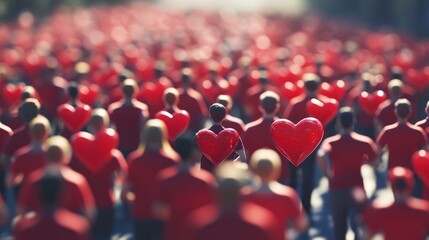 Obraz premium World Heart Day Charity Run: 3D Runners in Red Unite for a Healthy Cause