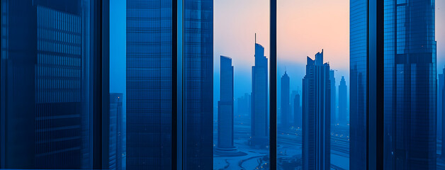 Overlooking the city's high-rise buildings business background