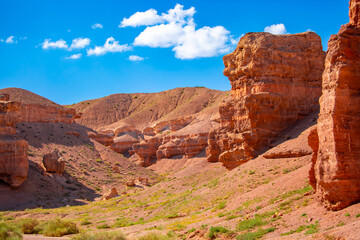 Charyn Canyon, Valley of Castles. The excellence of Kazakhstan. Panorama of natural unusual...