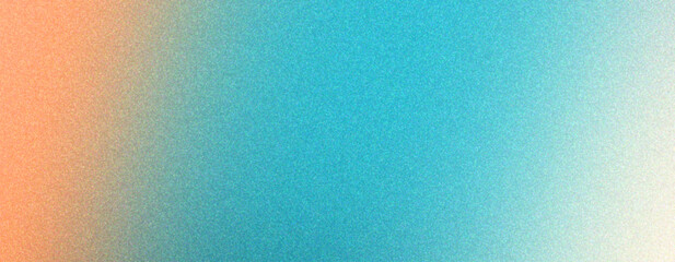 Abstract grainy gradient background with cyan white and orange colors, noise effect, banner poster cover design.