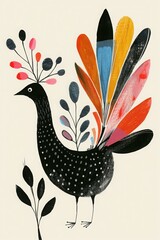 Naklejka premium Abstract Phoenix depicted in a stylized black and white illustration