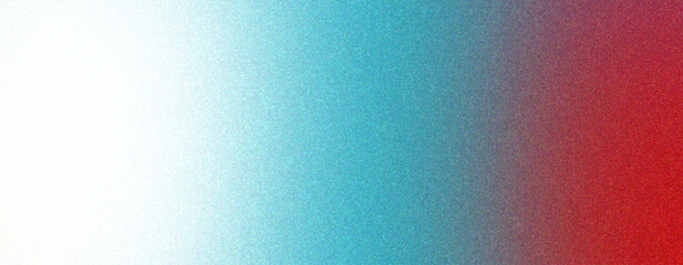 Abstract grainy gradient background with cyan white and red colors, noise effect, banner poster cover design.