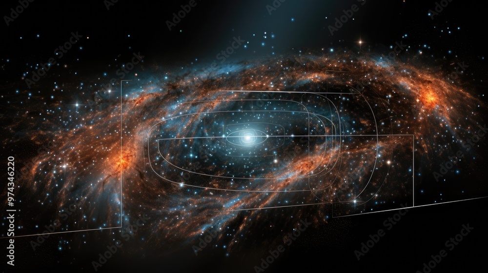 Wall mural a stunning abstract image of a galaxy with a swirling nebula in the center. the image is filled with