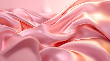 Obraz premium Smooth elegant pink silk or satin texture isolated. Soft luxurious cut out wave textile, Luxury background with gold drapery fabric ,3d rendering 