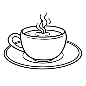 steaming coffee cup on saucer clip art preview