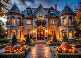 Obraz premium luxury mansion halloween decorations indoor outdoor combo