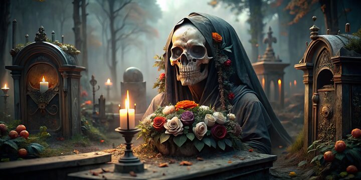macabre morbid deathly eerie grave decorous solemn somber serious solemn dignity