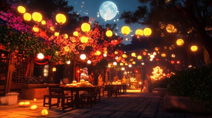 Mid-Autumn Festival: 3D Moonlit Night with Family & Lanterns - AR 169_1