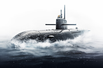 Fototapeta premium big gray military submarine on the water