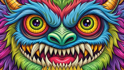 Naklejka premium Monster face coloring pages
