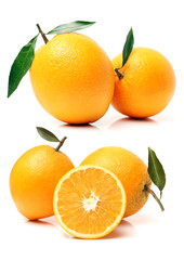 Orange fruit on the white background