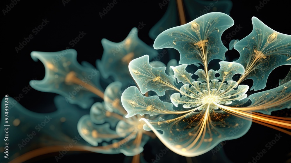 Poster a mesmerizing abstract floral pattern with intricate details and a vibrant color palette.