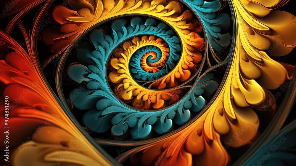 Poster A mesmerizing abstract swirl of vibrant colors.  The intricate pattern and bold hues create a captivating visual experience.
